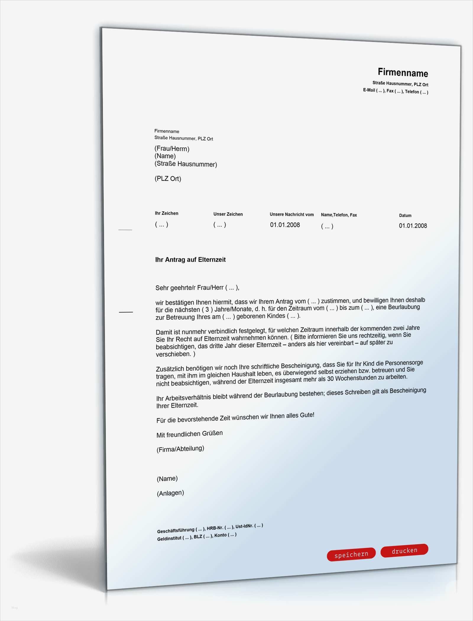 Vorlage Arbeitgeber Elternzeit Erstaunlich Bewilligung Von Elternzeit Bzw Erziehungsurlaub Durch Den