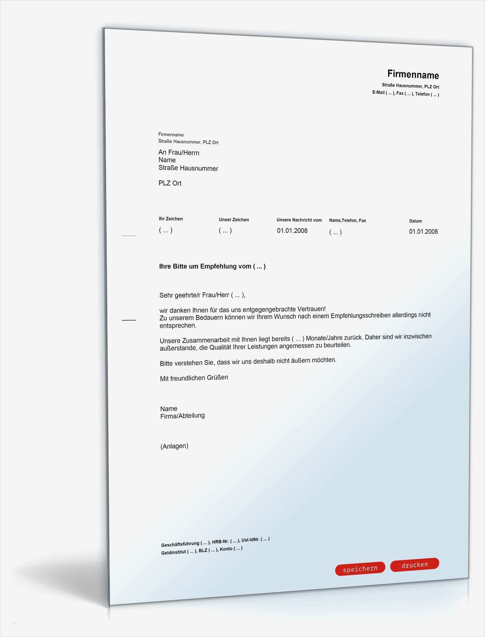 Vorlage Arbeitgeber Elternzeit Neu Ablehnung Der Bitte Um Ein Empfehlungsschreiben Muster