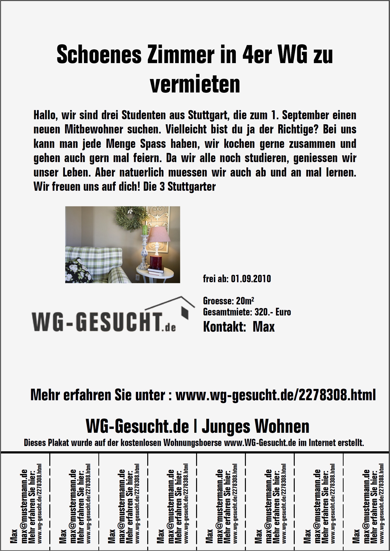 Vorlage Aushang Schwarzes Brett Erstaunlich Aushang Erstellen Bei Wg Gesucht Wgs Wohnungen