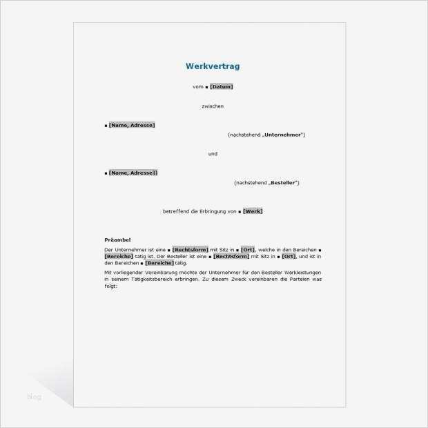 Vorlage Berechnung 1 Regelung Unternehmer Erstaunlich Muster Werkvertrag