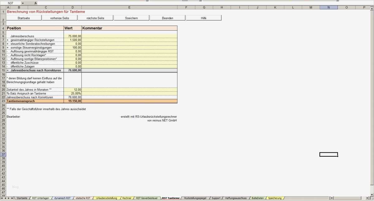 Vorlage Berechnung 1 Regelung Unternehmer Fabelhaft Excel Vorlage Rückstellungen Im Unternehmen Leicht Berechnen