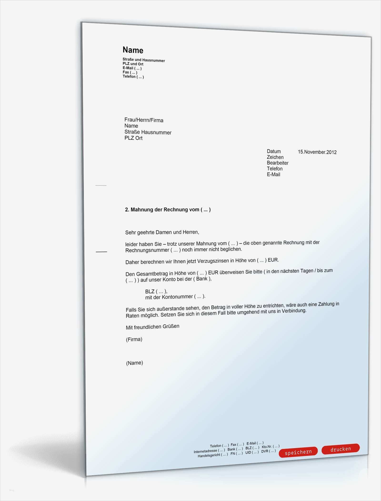 Vorlage Berechnung 1 Regelung Unternehmer Großartig 2 Mahnung Mit Berechnung Verzugszinsen Muster Vorlage