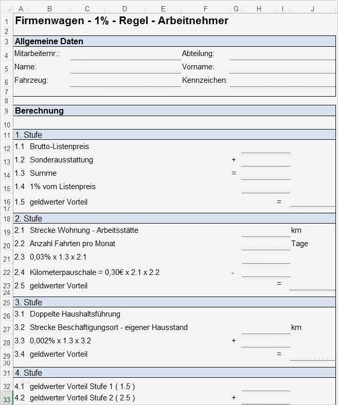 Vorlage Berechnung 1 Regelung Unternehmer Wunderbar Vorlage formulare Zur Pkw Nutzung Und Fahrtenbuch