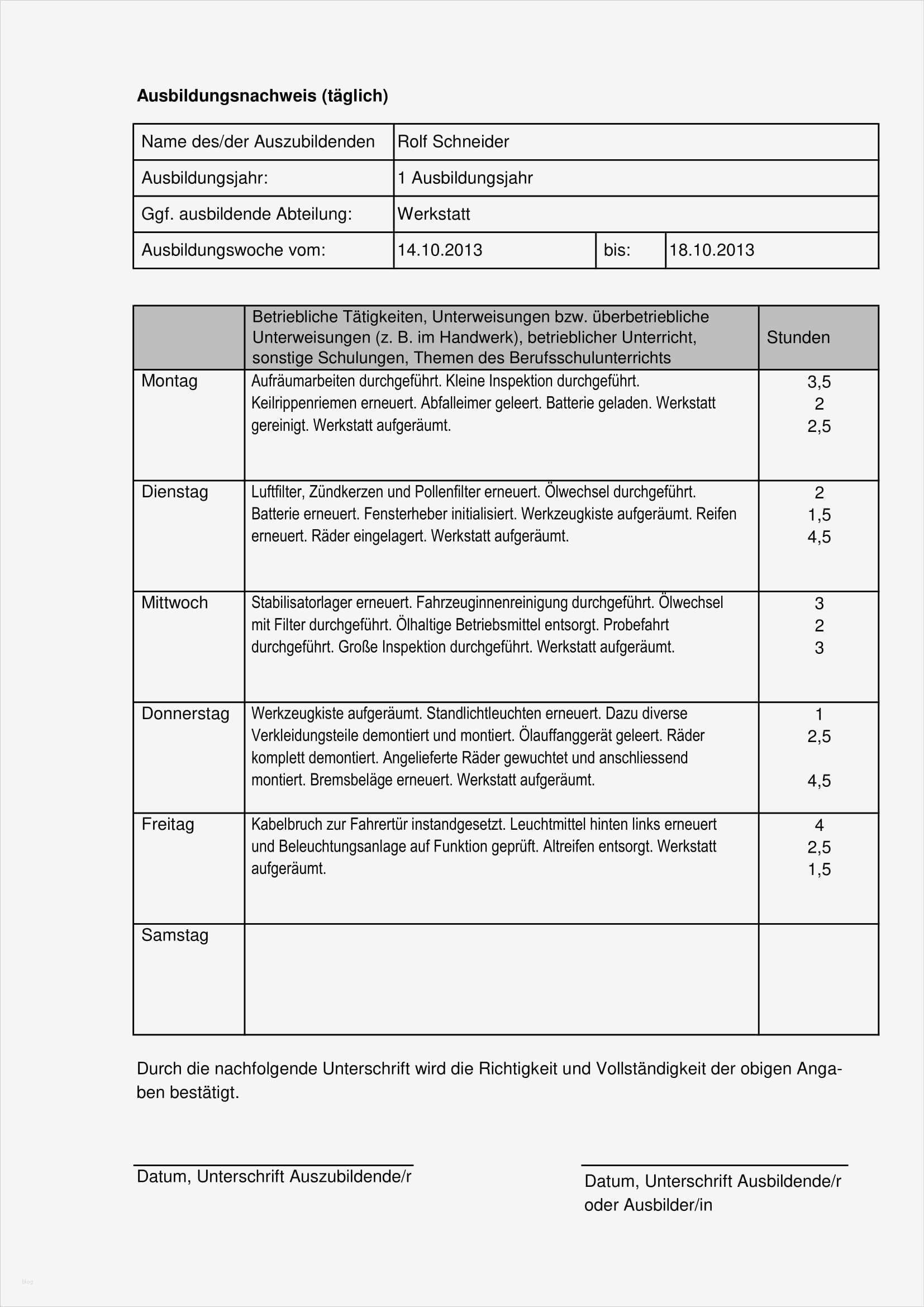 Vorlage Berichtsheft Bewundernswert Beispieldruck