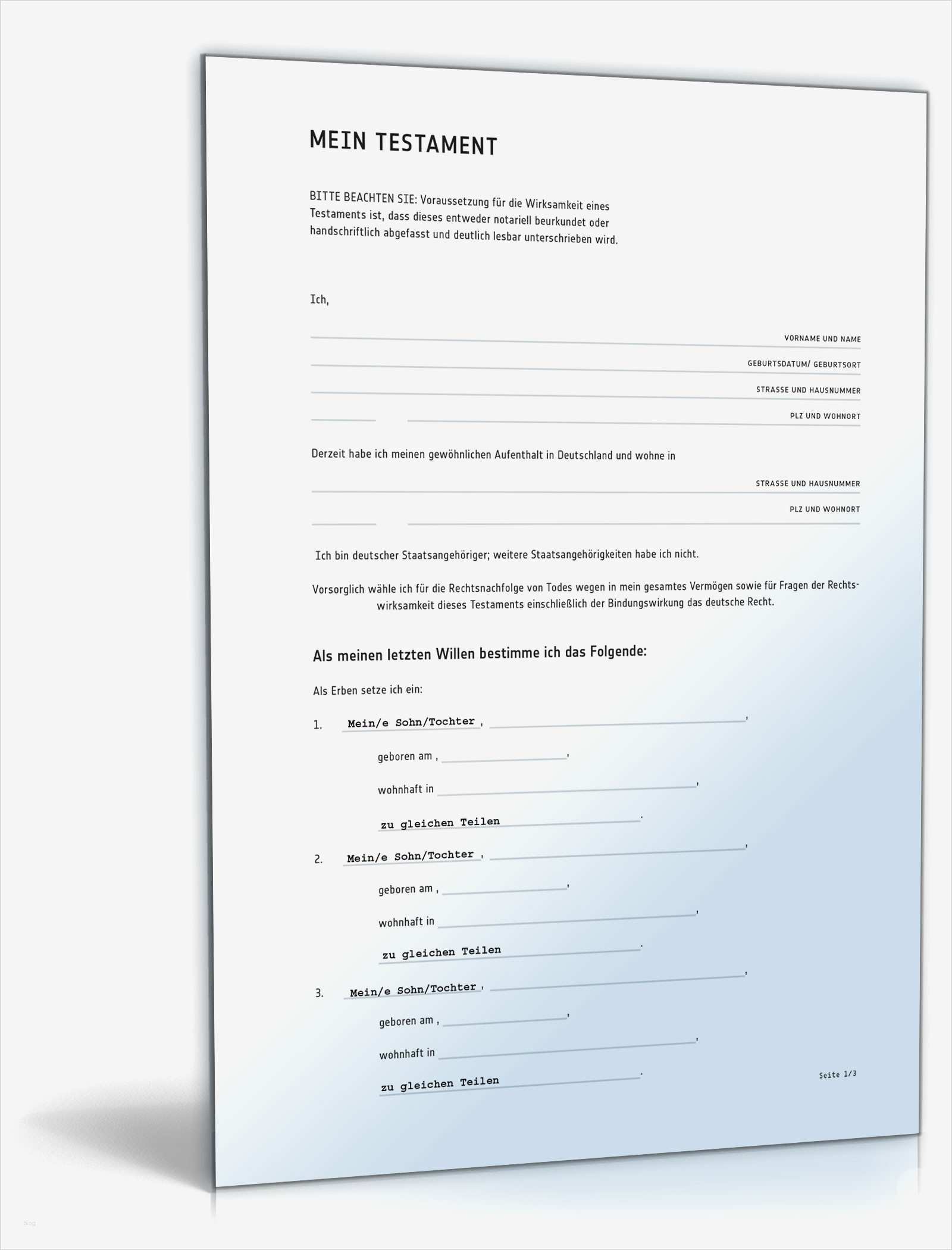 Vorlage Berliner Testament Luxus Testament Vorlage Pdf – Vorlagen Komplett