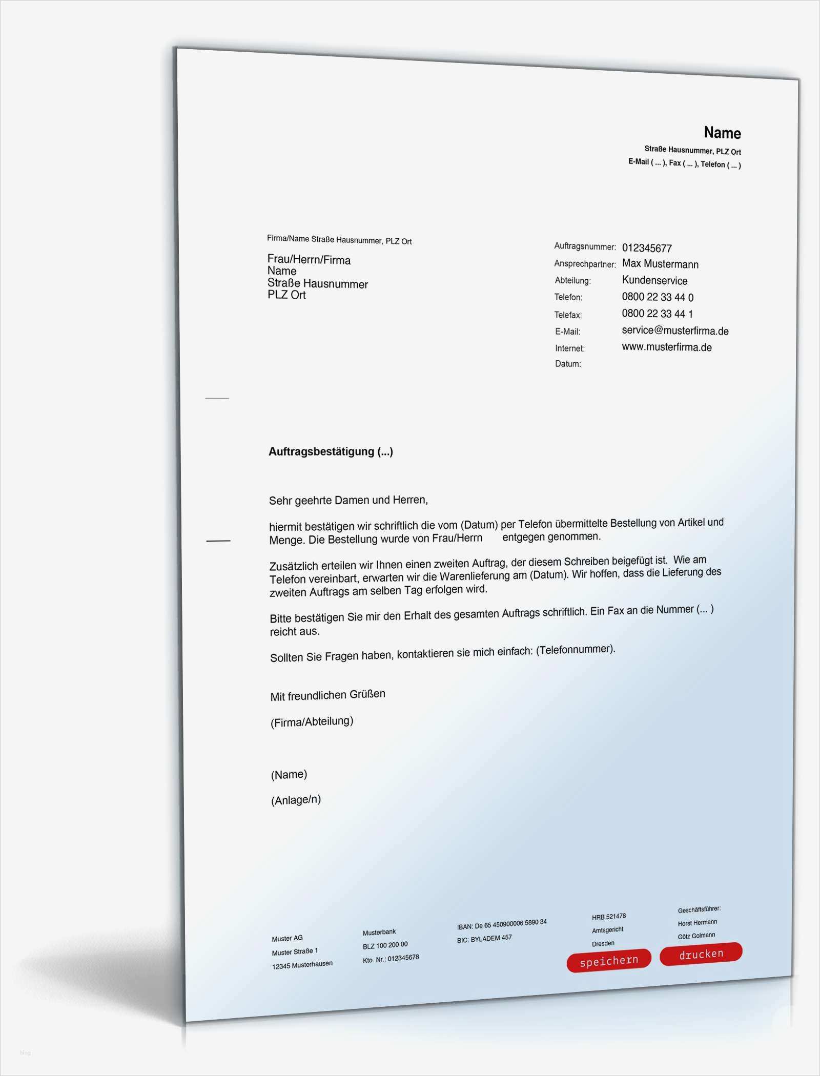 Vorlage Bestätigung Kostenübernahme Neu Bestätigung Telefonischer Auftrag