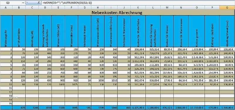 Vorlage Betriebskostenabrechnung Excel Wunderbar Nebenkostenabrechnung Excel Nebenkostenabrechnung Erstellen
