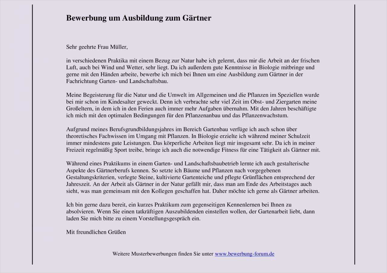 Vorlage Bewerbung Ausbildung Industriemechaniker Angenehm Landschaftsgärtner Bewerbung Muster Für 2 Ausbildung