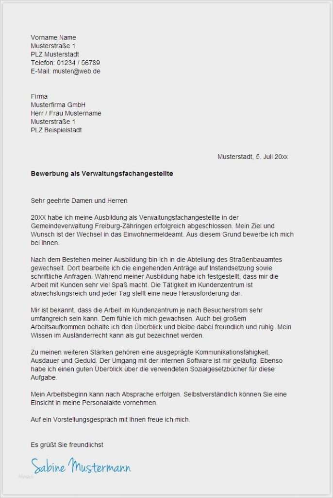 Vorlage Bewerbung Ausbildung Süß 46 Beste Bewerbung Ausbildung Verwaltungsfachangestellte