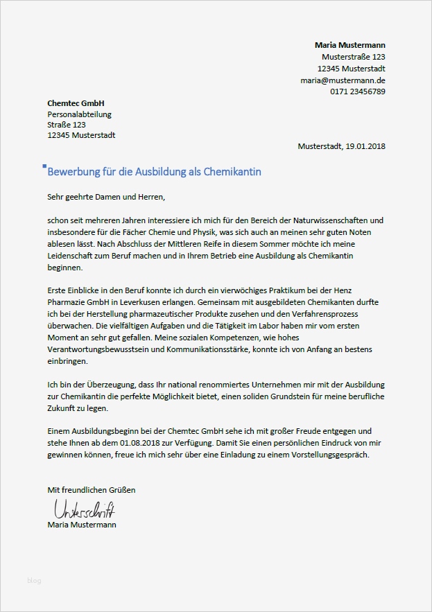 Vorlage Bewerbung Ausbildung Süß Chemikant Chemikantin