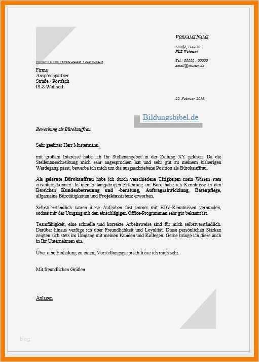 Vorlage Bewerbung Bürokauffrau Best Of 12 Bewerbung Bürokauffrau