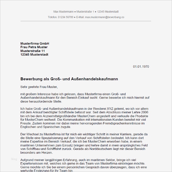 Anschreiben Bewerbung Kaufmann