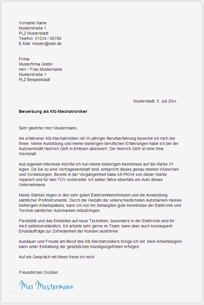 Vorlage Bewerbung Kfz Mechatroniker Ausbildung Erstaunlich Bewerbungsschreiben Muster Bewerbungsschreiben Kfz