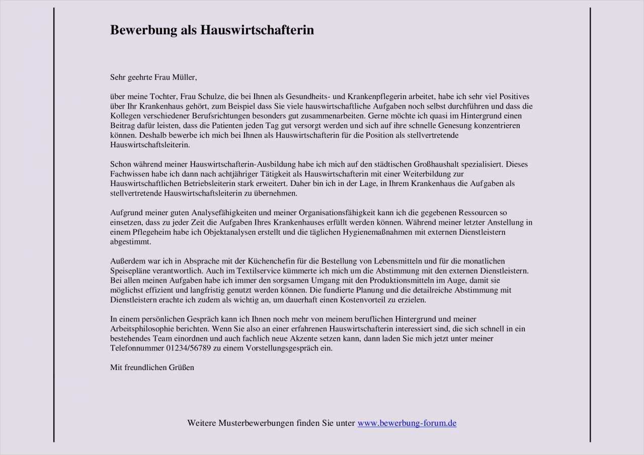 Vorlage Bewerbung Servicekraft Inspiration Bewerbung Als Hauswirtschafterin Geschrieben