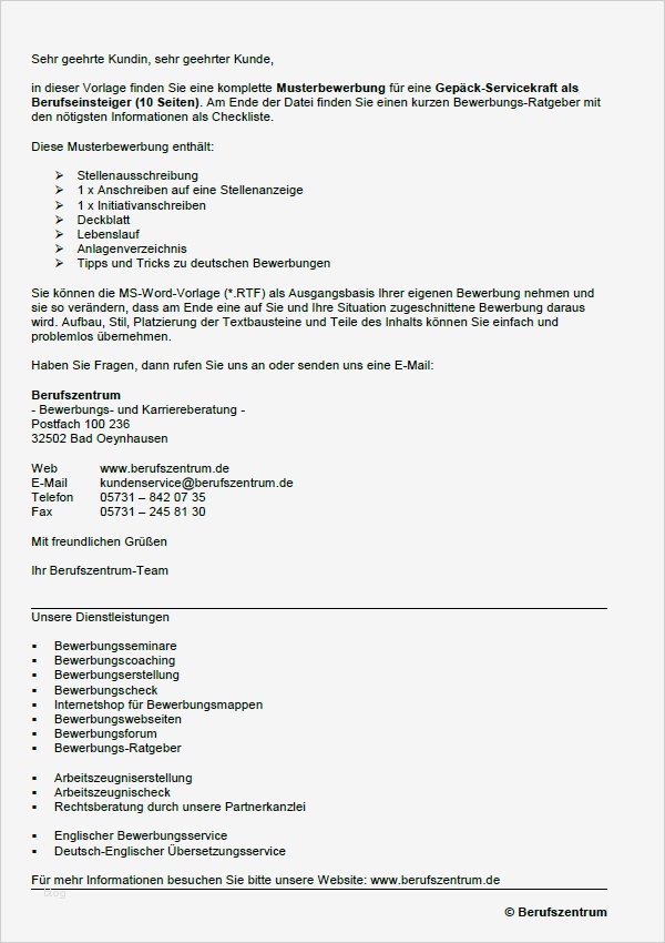 Vorlage Bewerbung Servicekraft Neu Bewerbung Gepäck Servicekraft Berufseinsteiger