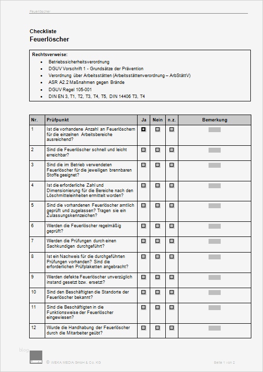 Vorlage Checkliste Arbeitsabläufe Hübsch Checkliste Feuerlöscher