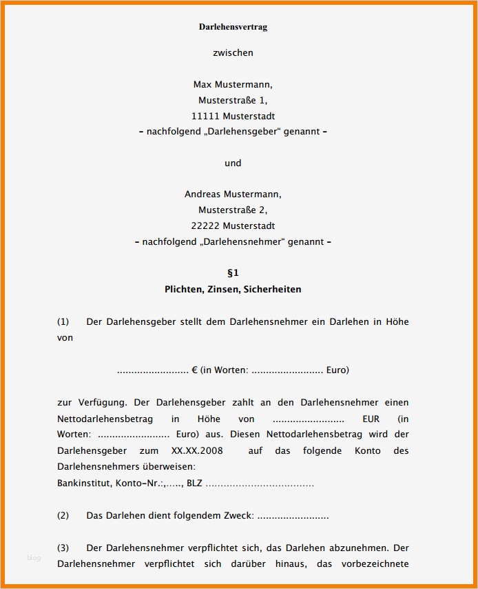 Vorlage Darlehensvertrag Fabelhaft 11 Darlehensvertrag Vorlage