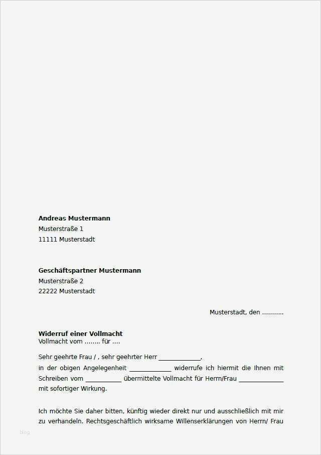 Vorlage Einer Vollmacht Erstaunlich Vollmachten Widerruf Muster Zum Download