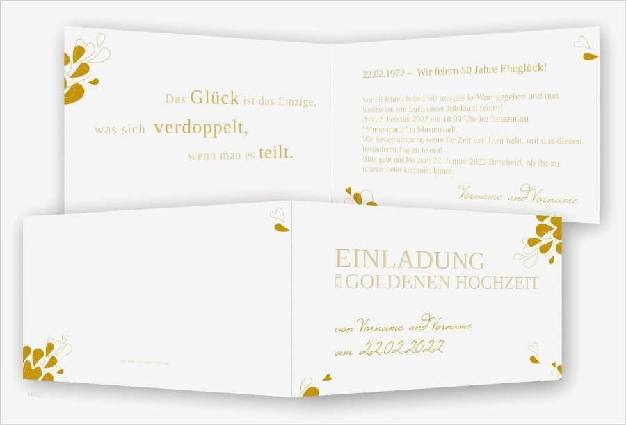 Vorlage Einladung Goldene Hochzeit Erstaunlich Einladungskarten Goldene Hochzeit Vorlage