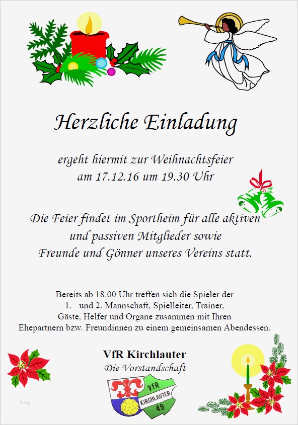 Vorlage Einladung Weihnachtsfeier Kollegen Erstaunlich Vfr Kirchlauter