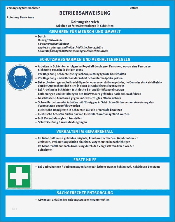 Vorlage Elektrotechnische Unterweisung Inspiration Dguv Regel 103 002 Fernwärmeverteilungsanlagen Bgr Guv
