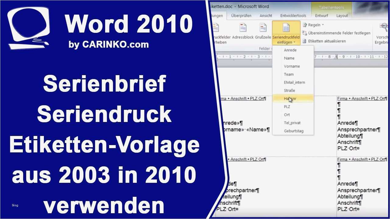 Vorlage Etiketten Cool Ms Word Serienbrief Seriendruck Etiketten Vorlage Aus 2003
