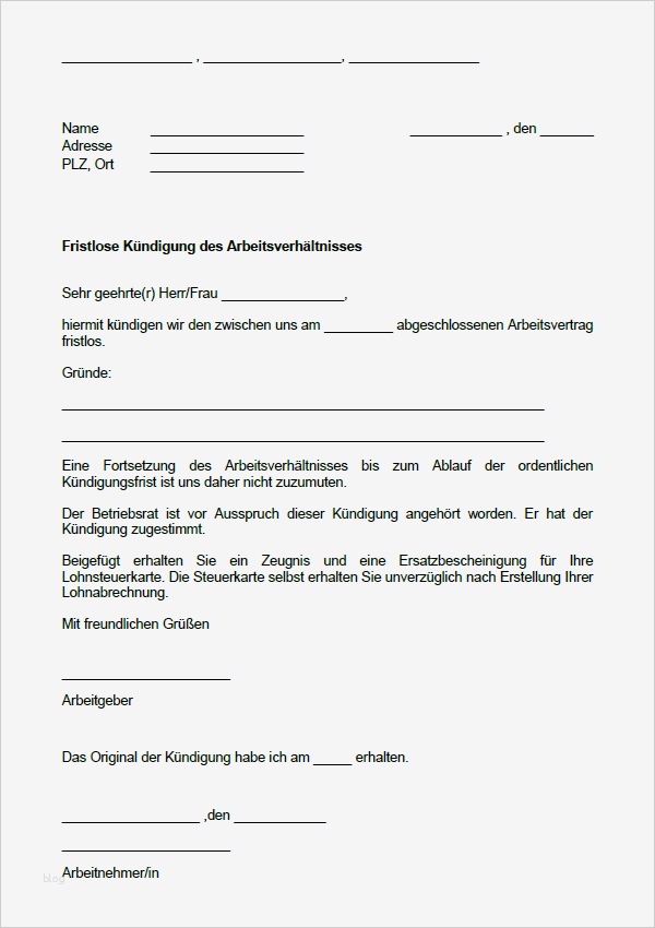 Vorlage Fristlose Kündigung Arbeitnehmer Best Of 42 Abmahnungen Und Kündigungsschreiben Im Paket