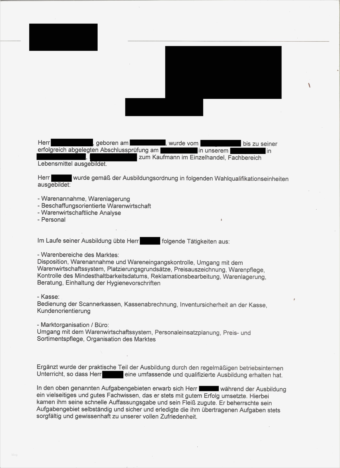 Vorlage Für Arbeitszeugnis Erstaunlich Ausbildungszeugnis Kaufmann Im Einzelhandel