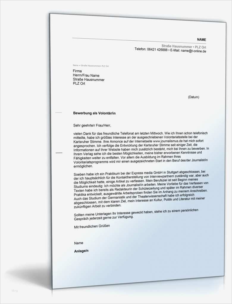Vorlage Für Eine Produktbeschreibung Großartig Anschreiben Bewerbung Volontariat