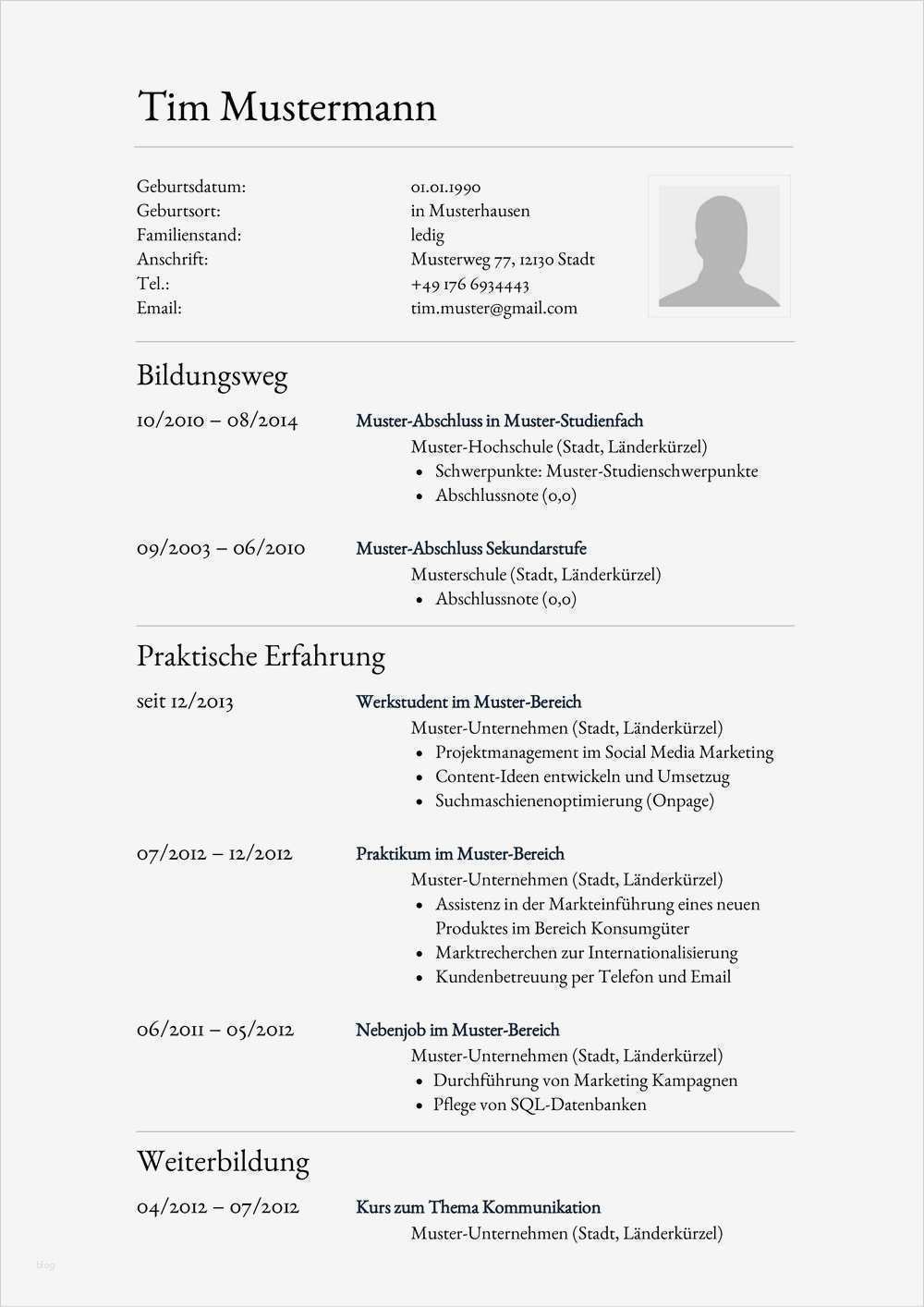 Vorlage Für Lebenslauf Angenehm Lebenslauf Muster Für assistent