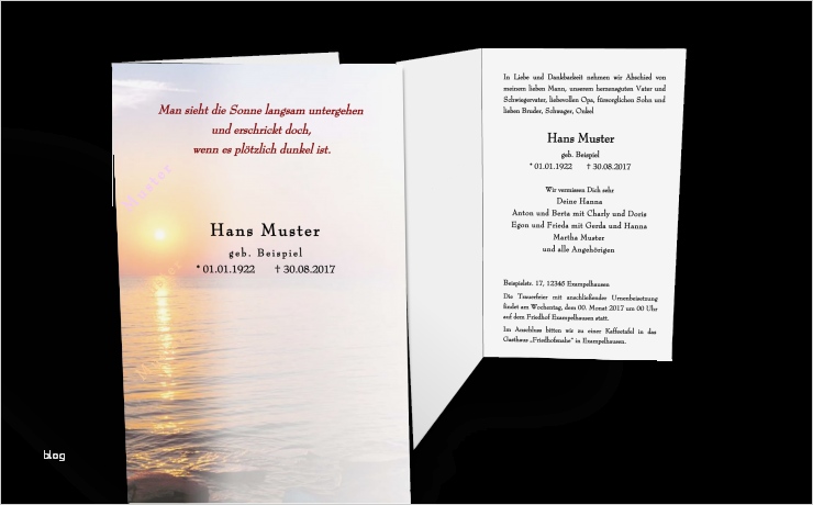 Vorlage Fürbitten Beerdigung Beste Traueranzeige sonnenuntergang Klappkarte Einladung Trauerfeier