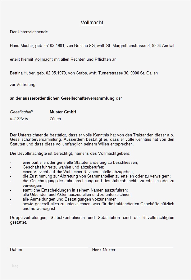 Vorlage Gesellschafterbeschluss Gmbh Best Of Vollmacht Gesellschafterversammlung Muster Zum Download