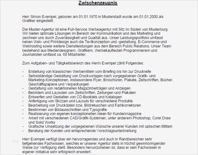 Vorlage Gutes Arbeitszeugnis Luxus Sehr Gutes Zwischenzeugnis Grafiker Jetzt En