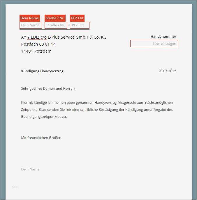 Vorlage Handyvertrag Kündigen Bewundernswert Ay Yildiz Kündigung Vorlage Download Chip