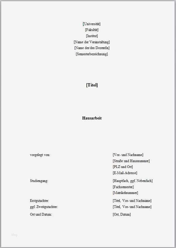 Vorlage Hausarbeit Cool Deckblatt Gestalten