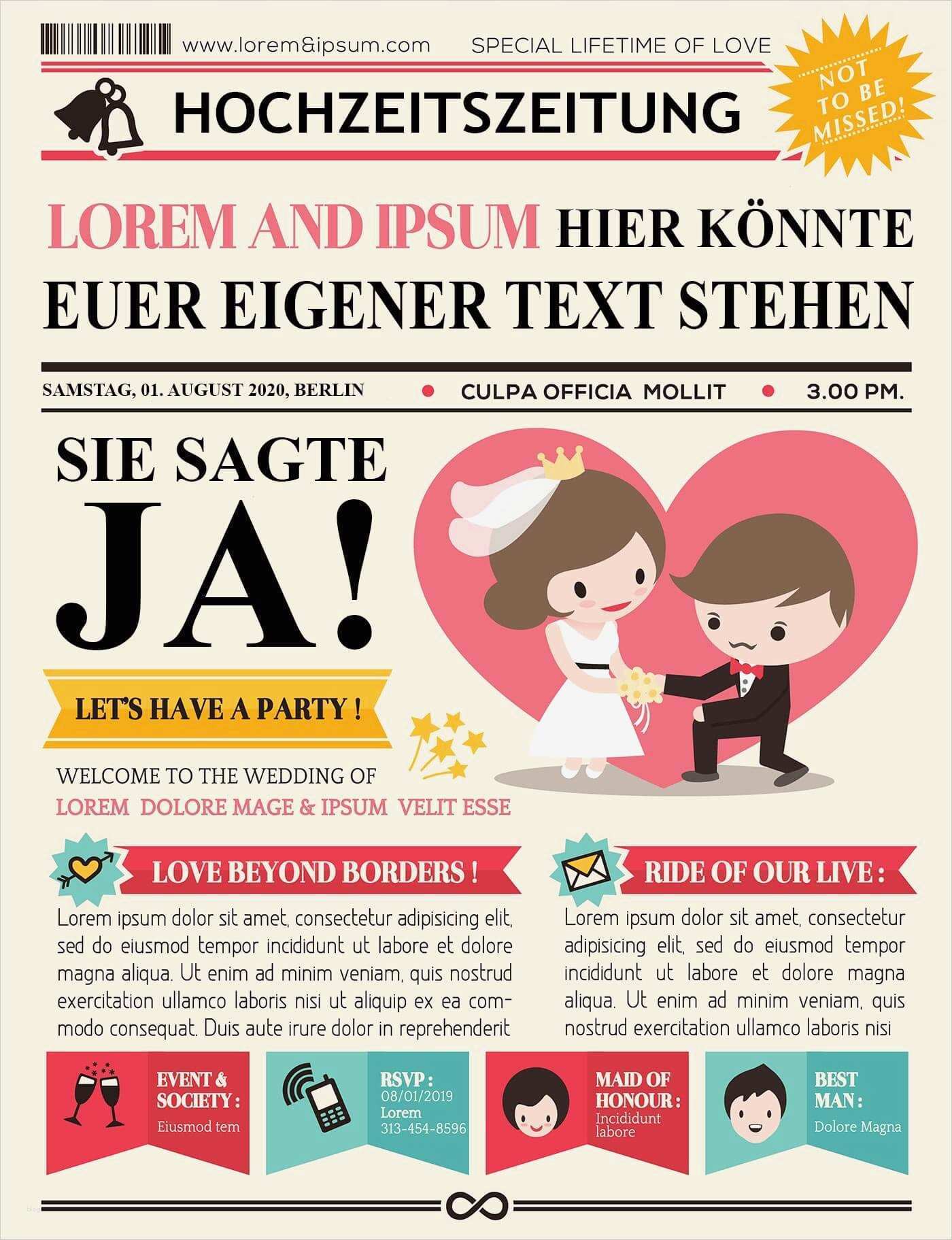 Vorlage Hochzeitszeitung Neu Hochzeitszeitungen Gestalten Hochzeitsportal24