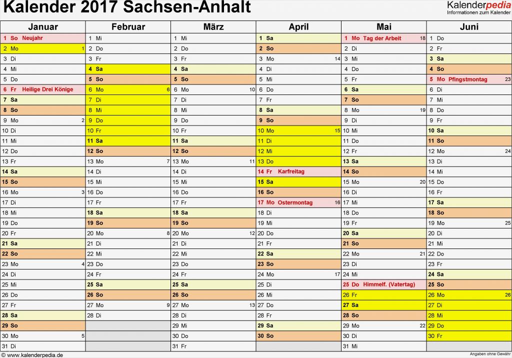 Vorlage Kalender 2017 Schön Kalender 2017 Sachsen Anhalt Ferien Feiertage Word Vorlagen
