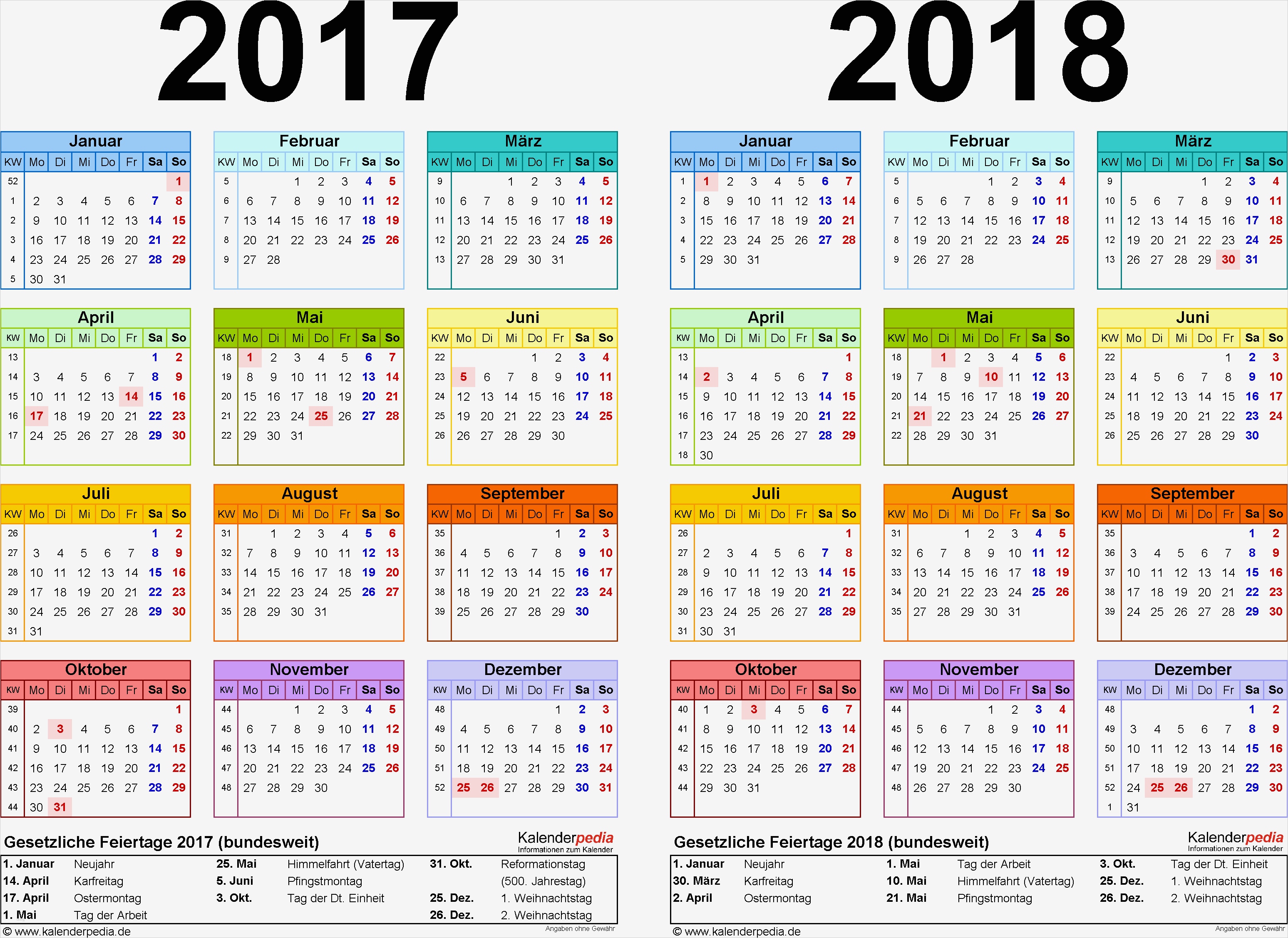 Vorlage Kalender 2018 Excel Beste Zweijahreskalender 2017 & 2018 Als Word Vorlagen Zum