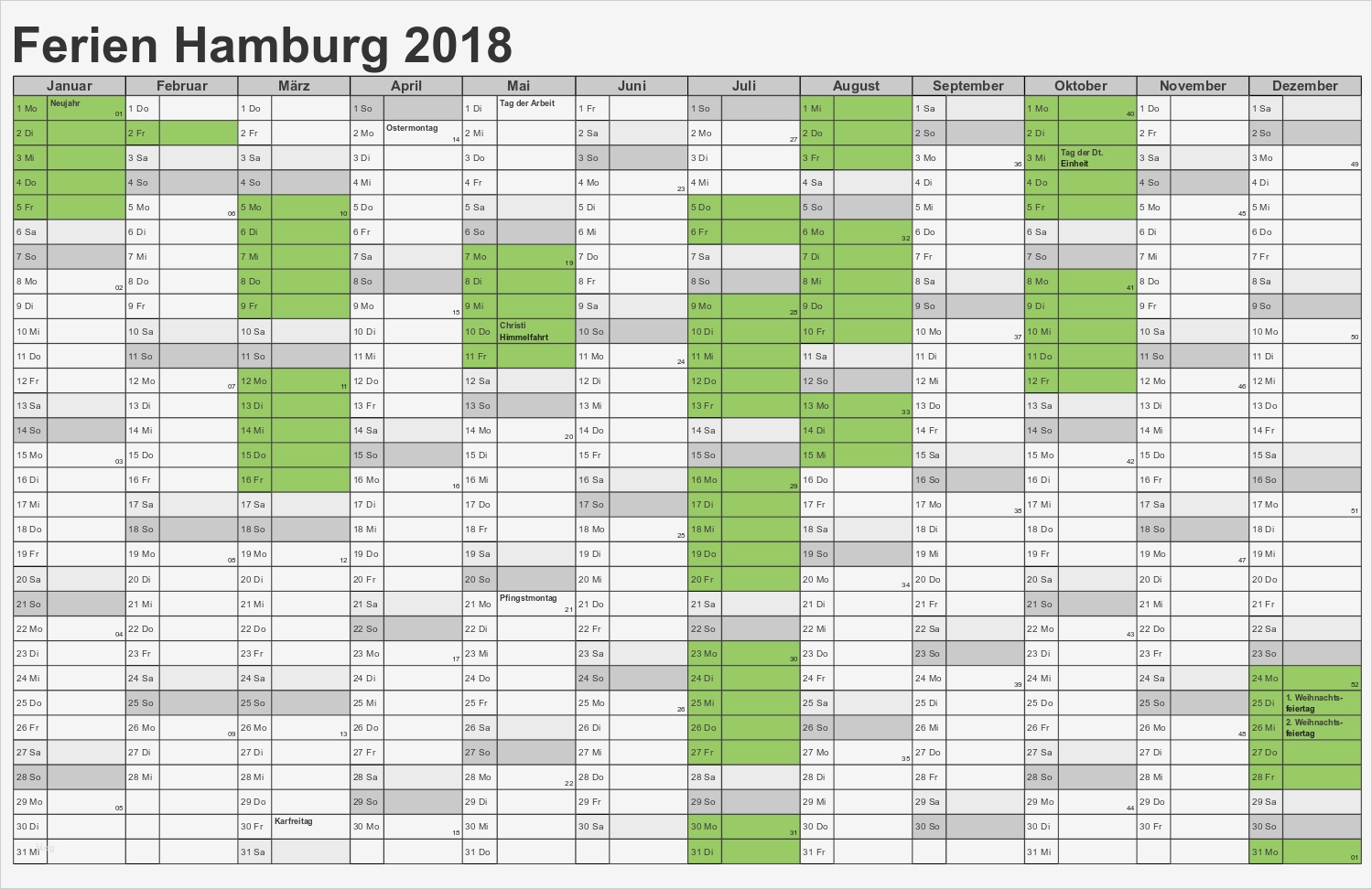 Vorlage Kalender 2018 Excel Cool Kalender 2018 Hamburg Ausdrucken Ferien Feiertage