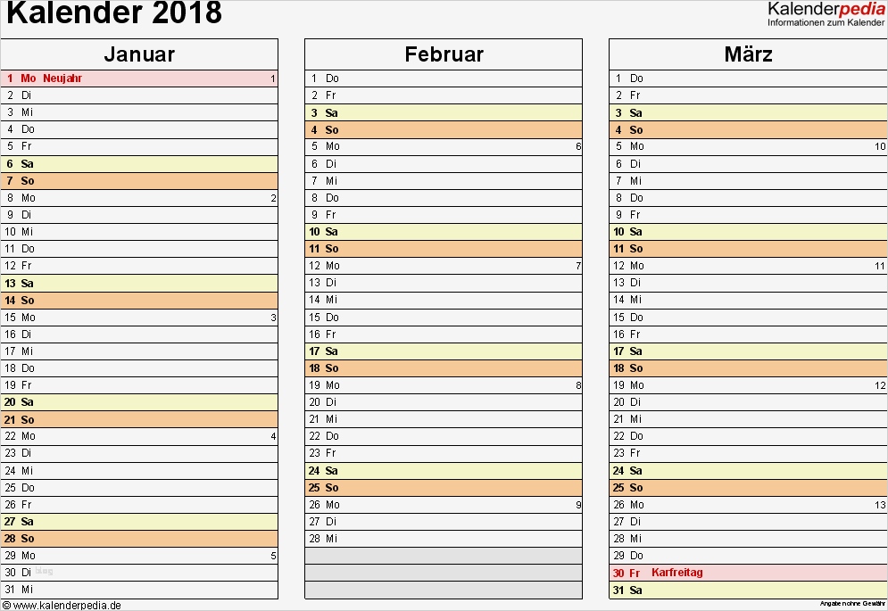 Vorlage Kalender 2018 Excel Elegant Kalender 2018 Zum Ausdrucken In Excel 16 Vorlagen