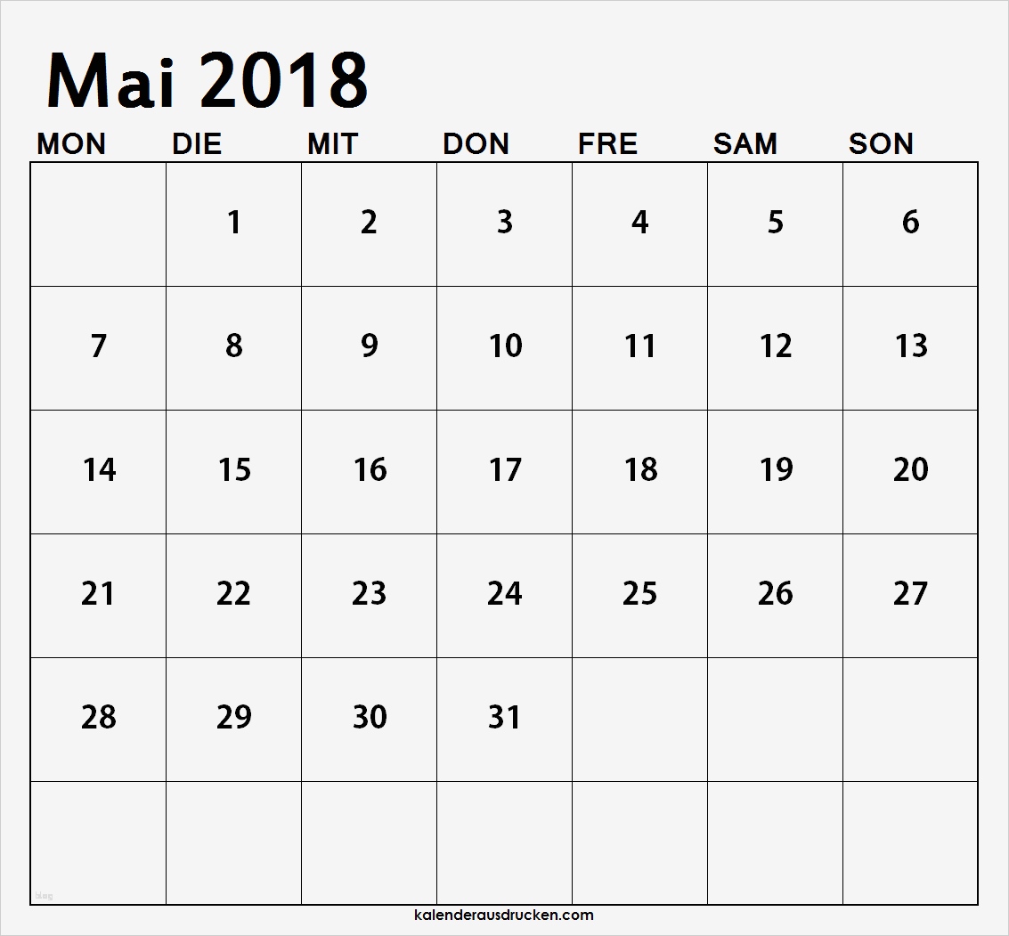 Vorlage Kalender 2018 Fabelhaft Kalender Mai 2018 Ausdrucken