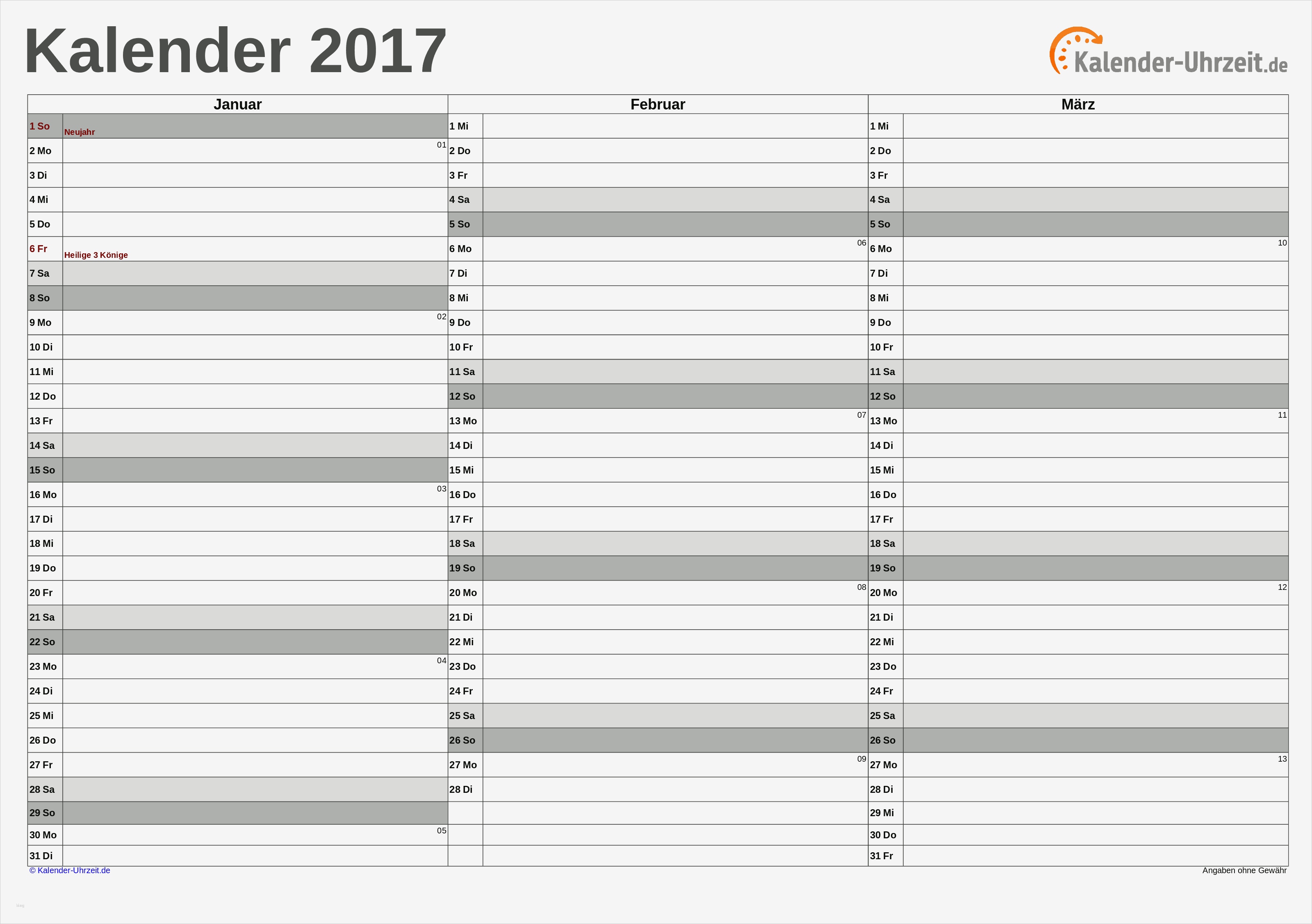 Vorlage Kalender Beste Quartalskalender 2017 Zum Ausdrucken Pdf Vorlage 3