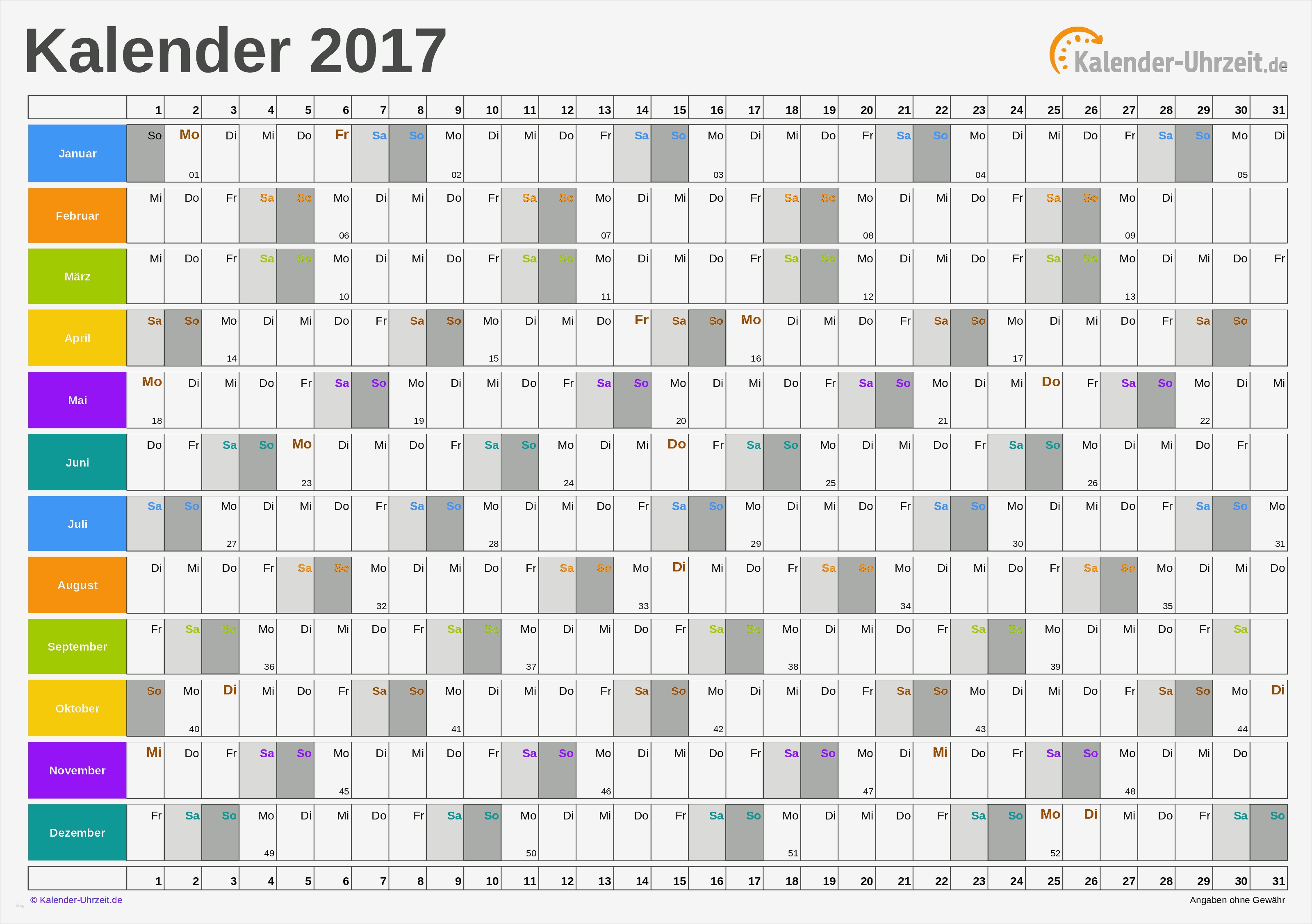 Vorlage Kalender Schönste Jahreskalender 2017 Zum Ausdrucken Pdf Vorlage 5 Kaluhr