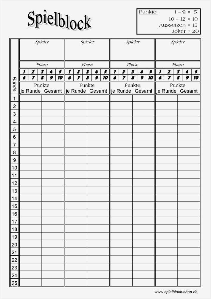 Vorlage Kartenspiel Elegant Spielblock Verwendbar Für Phase 10 Bzw Phase 10 Master