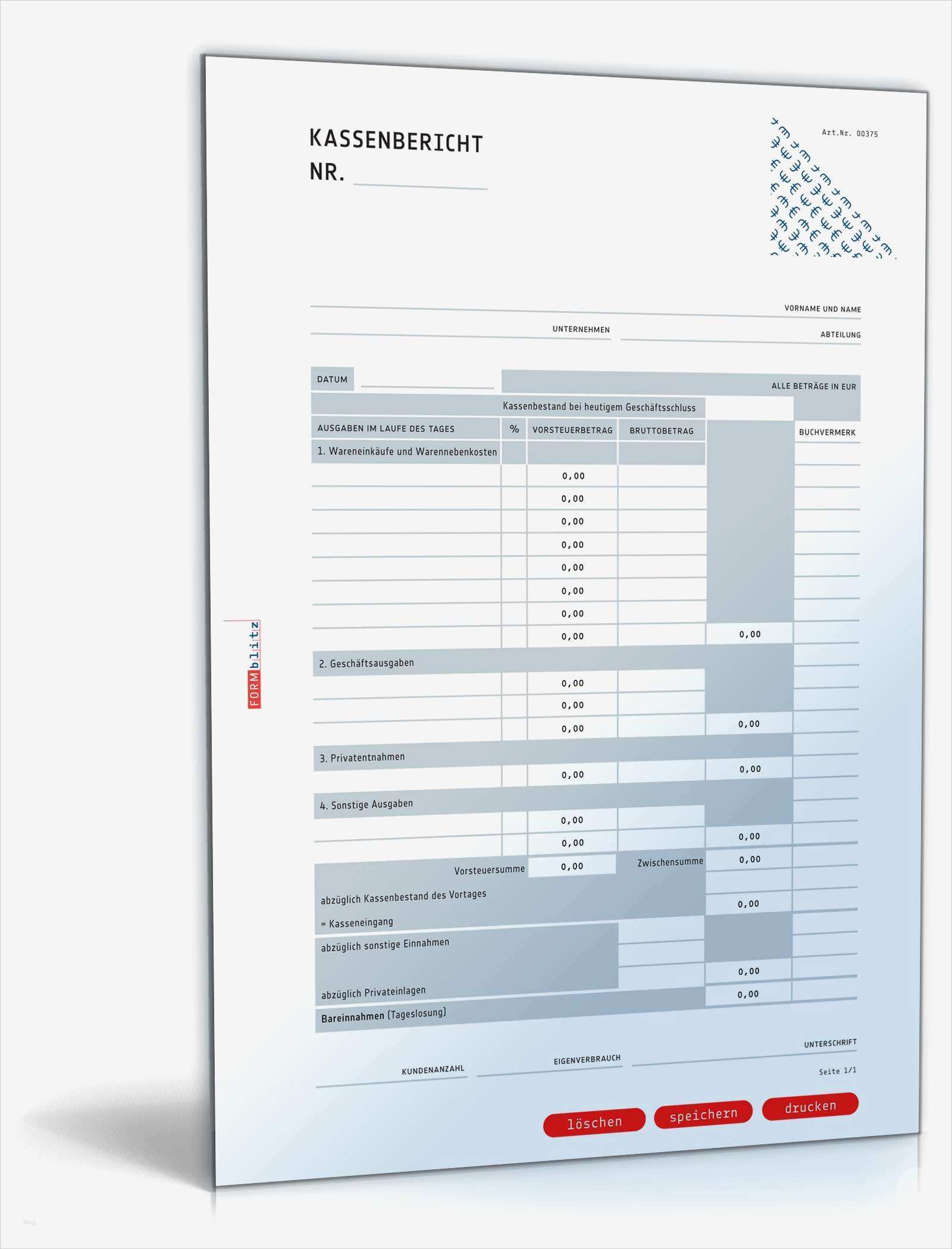 Vorlage Kassenbericht Best Of Kassenbericht Mit Vorsteuer
