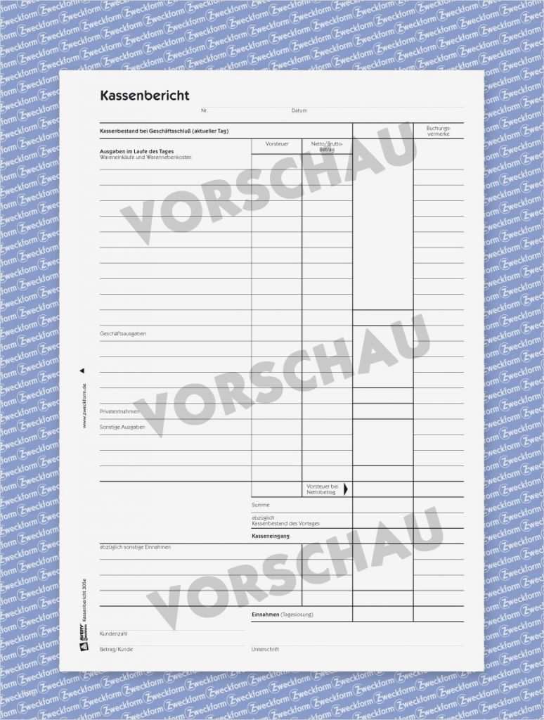 Vorlage Kassenbericht Wunderbar Kassenbericht Muster formular Zum Download Zweckform