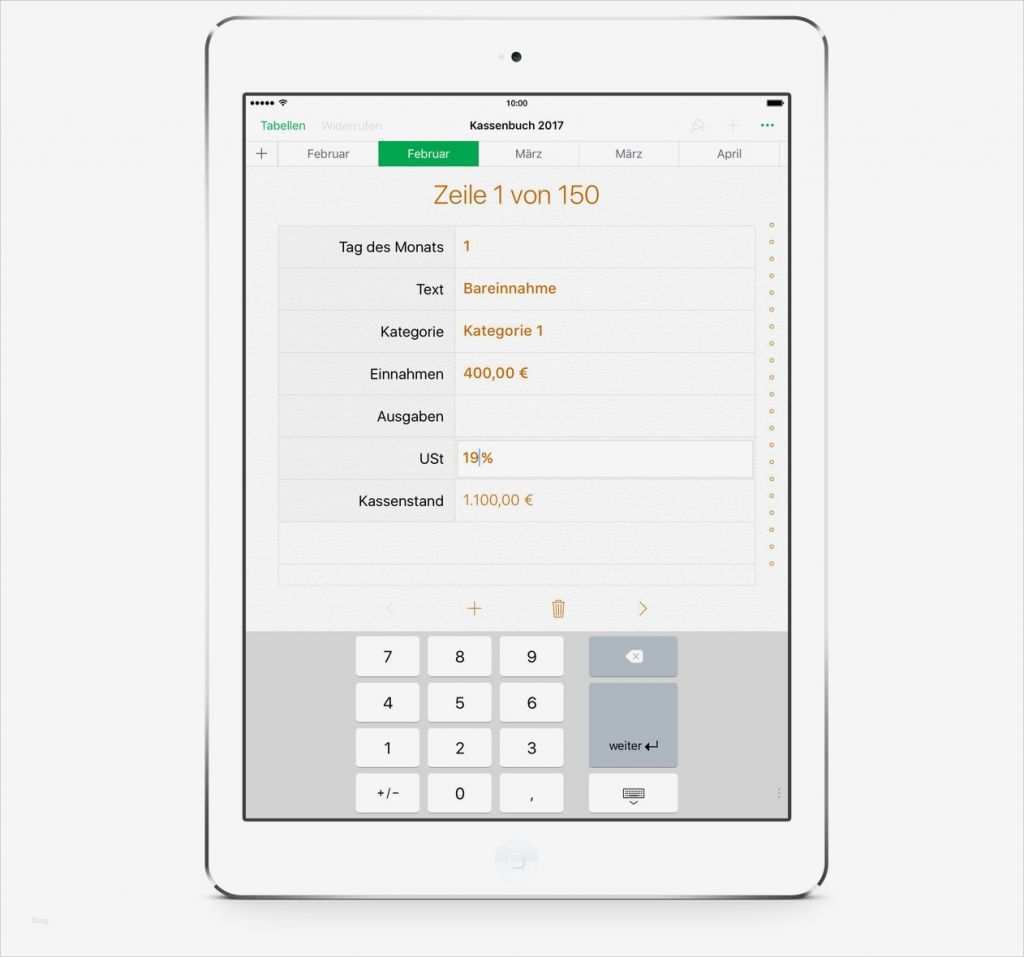 Vorlage Kassenbuch Erstaunlich Numbers Vorlage Kassenbuch 2017 Mit Ust