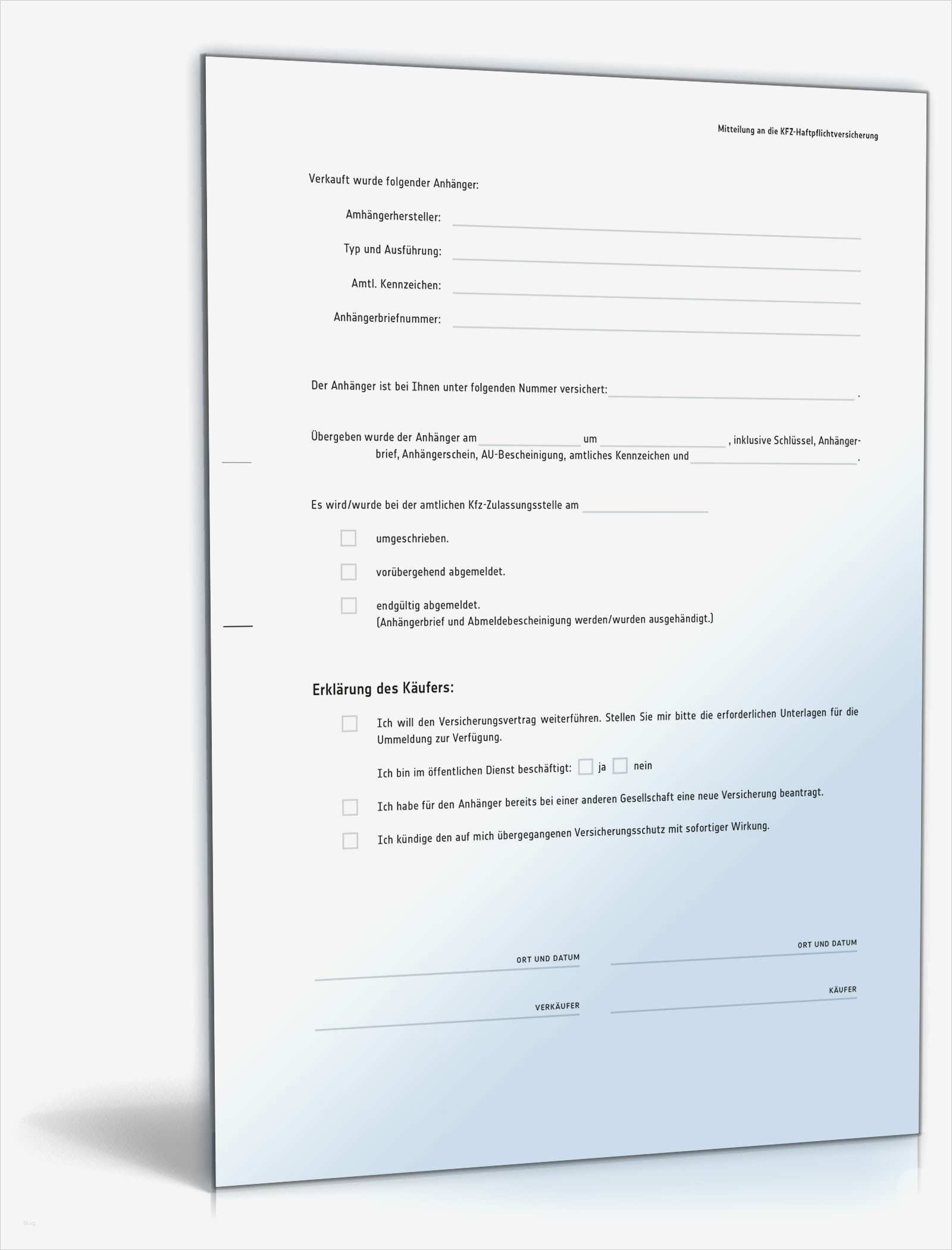 Vorlage Kaufvertrag Pkw Beste Kaufvertrag Anhänger