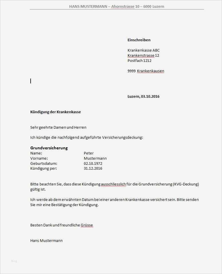 Vorlage Krankenkasse Kündigung Schönste Vorlage Kündigungsschreiben Krankenkasse – Muster Vorlage