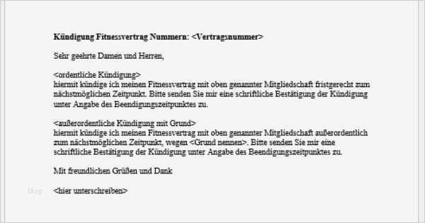Vorlage Kündigung Fitnessstudio Hübsch Vorlage Und Muster – Kündigung – Kündigung Fitnessstudio